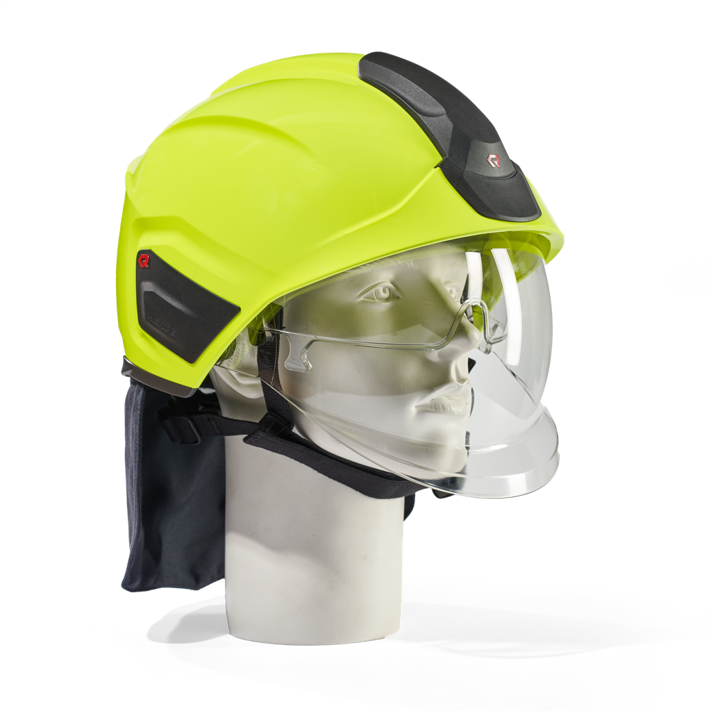 HEROS H30 jaune fluorescent phosphorescent avec visière de protection du visage et des yeux, bavolet