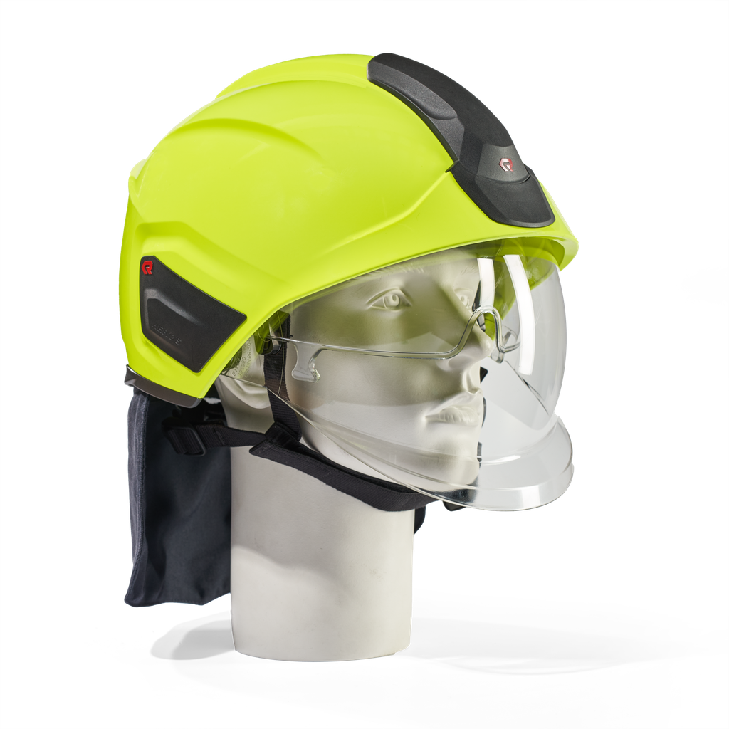 HEROS H30 jaune fluorescent phosphorescent avec visière de protection du visage et des yeux, bavolet