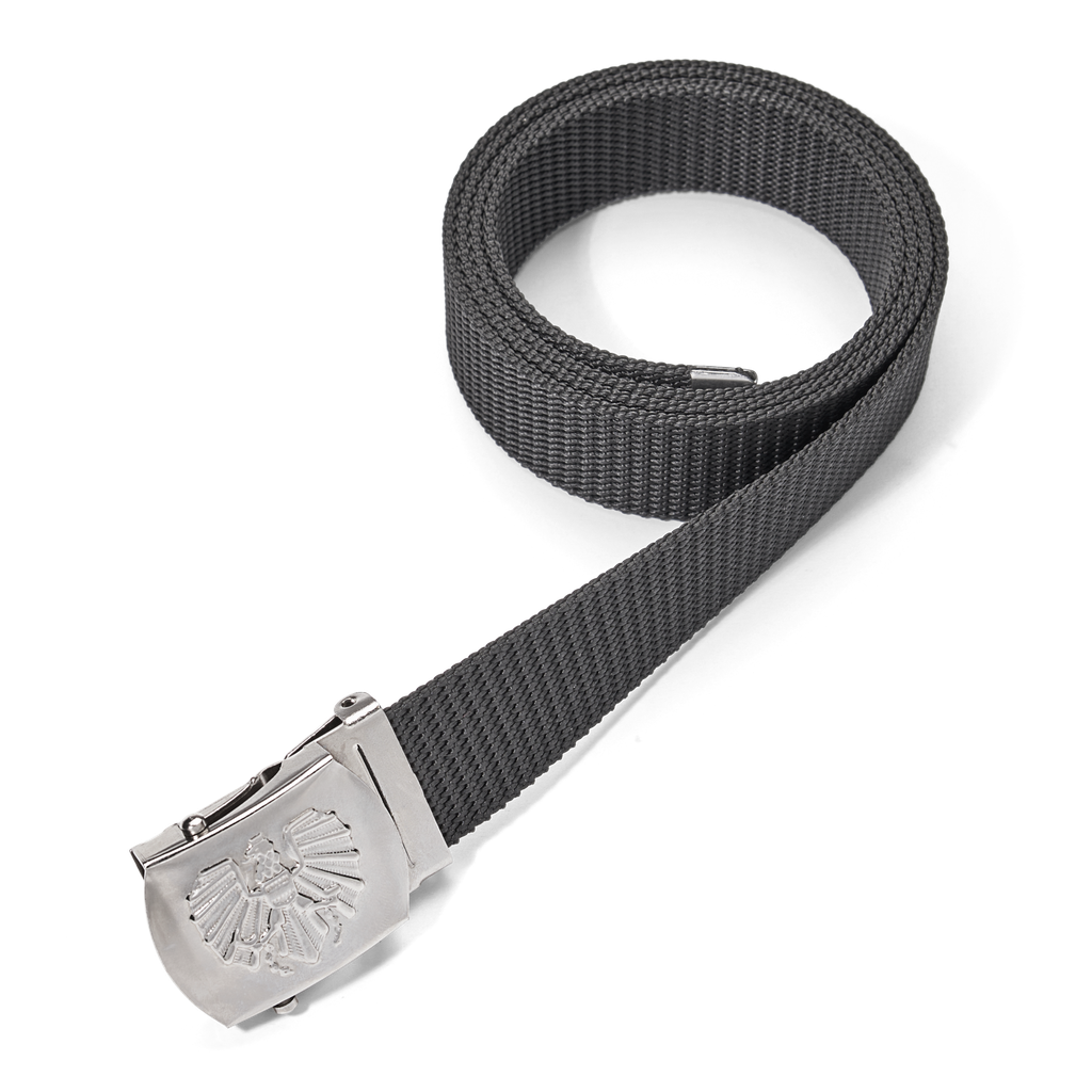 Textile belt black with a silver end cap 