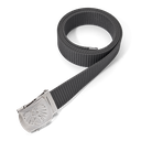 Textile belt black with a silver end cap 
