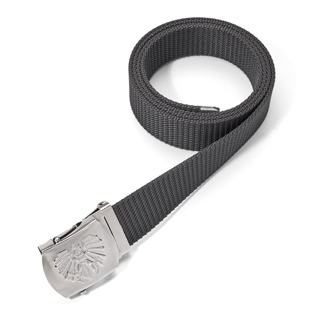 Textile belt black with a silver end cap 