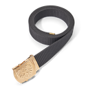 Textile belt black with a golden end cap 