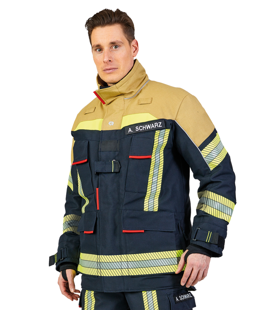 Protective jacket FIRE FLEX black blue/gold NOMEX® NXT, EN 469:2020