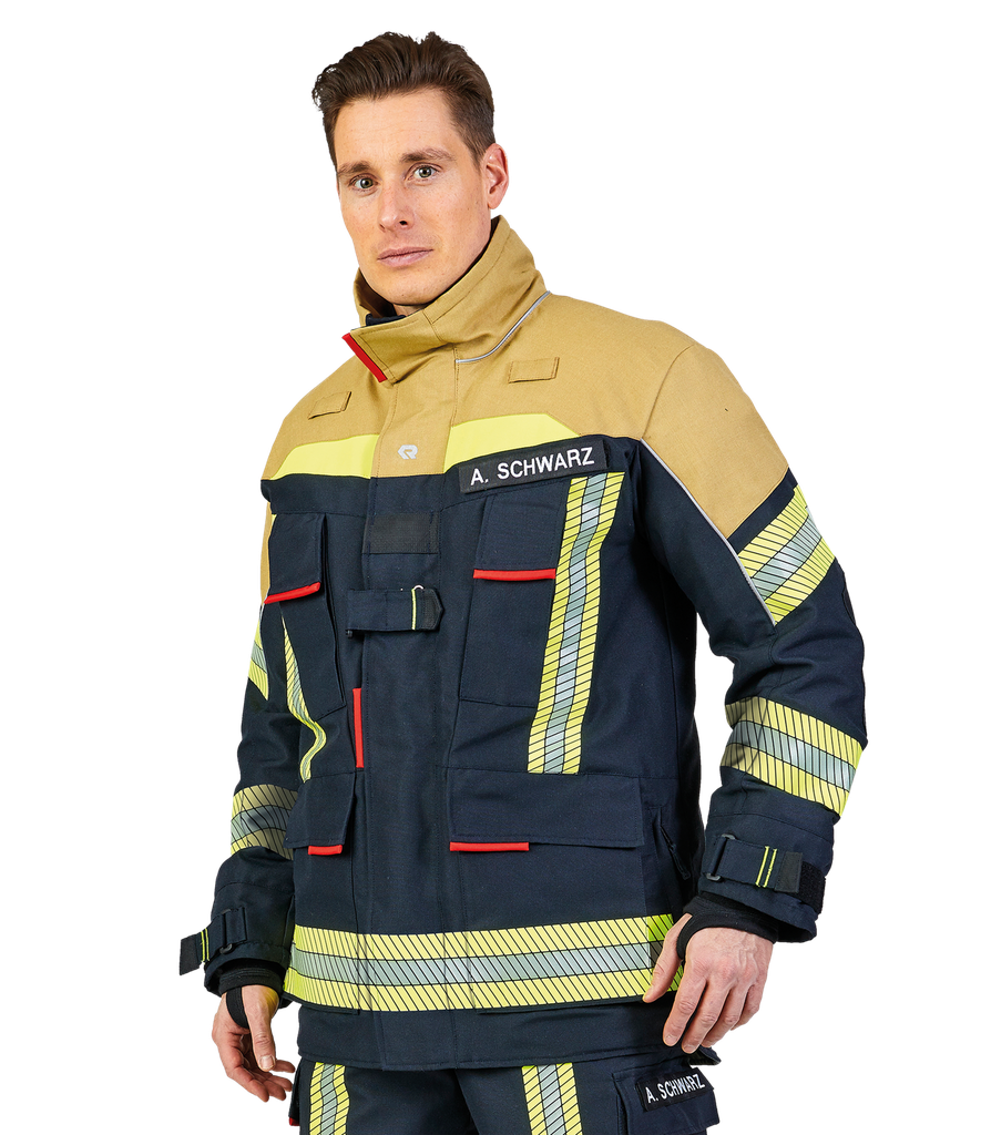 Protective jacket FIRE FLEX black blue/gold NOMEX® NXT, EN 469:2020