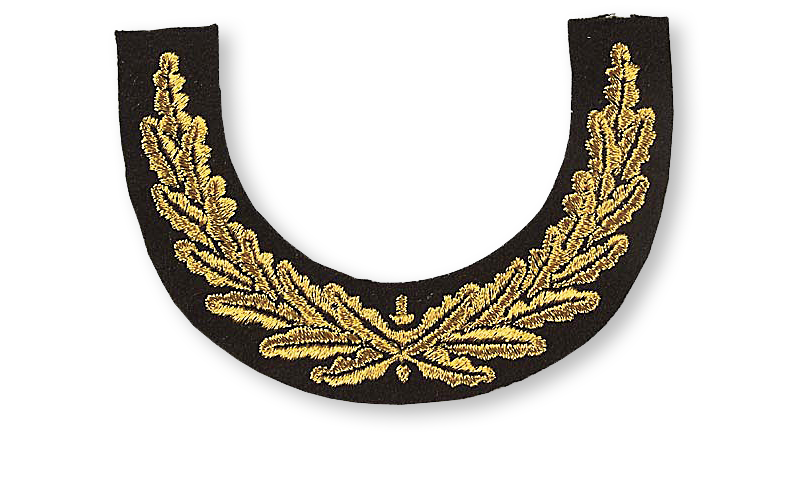 Couronne de feuilles de chêne jaune brodée/support brun (OÖ)