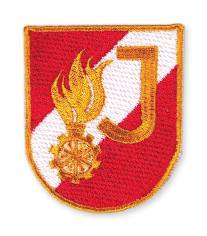 Insigne de jeune pompier brodé, à coudre, env. 48 x 57 mm (LxH)