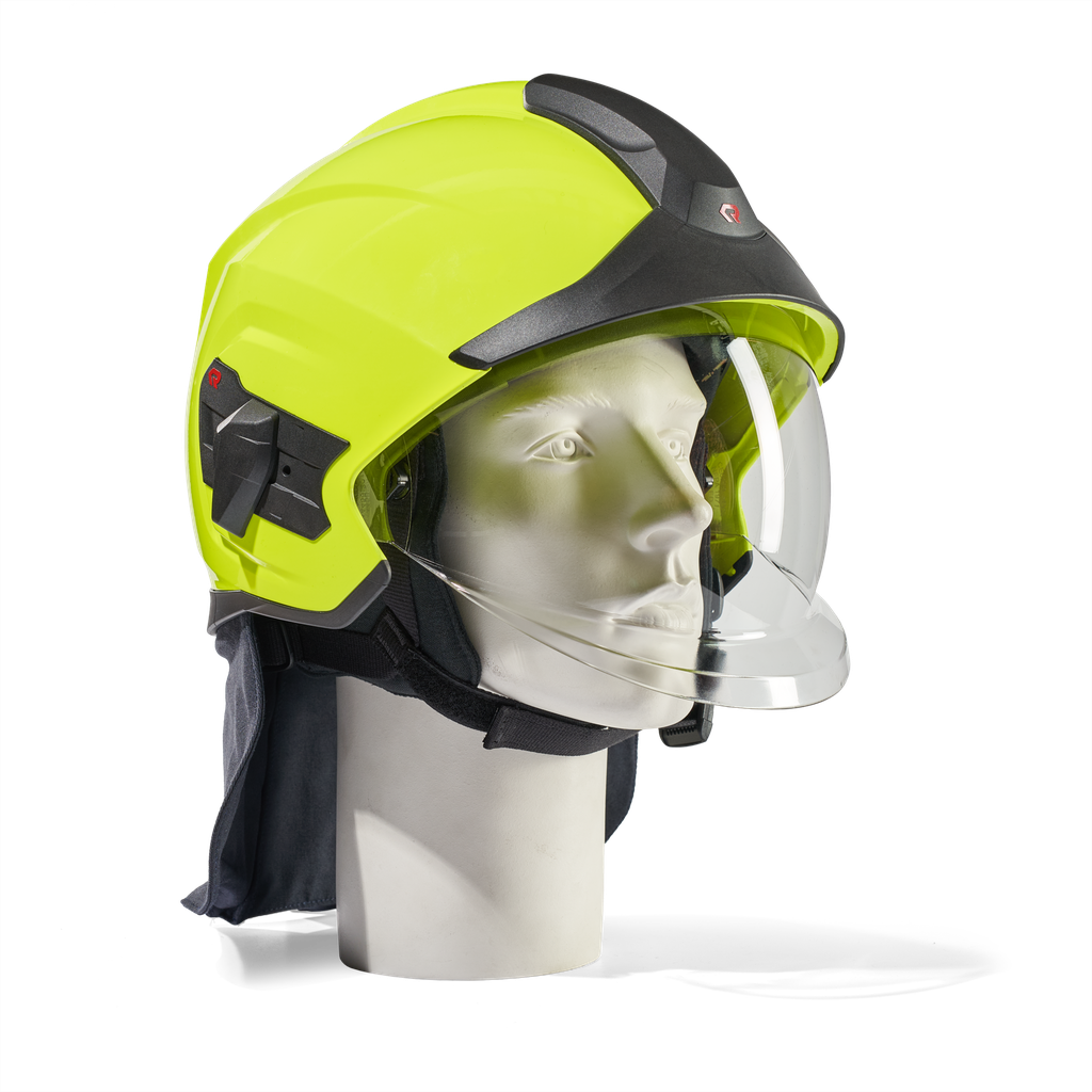 HEROS Titan jaune fluorescent phosphorescent avec visière de protection du visage, bavolet, adaptateur de masque
