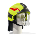 HEROS Titan high visibility luminous yellow with face shield clear, neck protector and helmet trims red