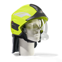 HEROS Titan high visibility luminous yellow with face shield, neck protector, eye protector and helmet trims silver