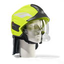 HEROS Titan high visibility luminous yellow with face shield, neck protector, eye protector and helmet trims silver
