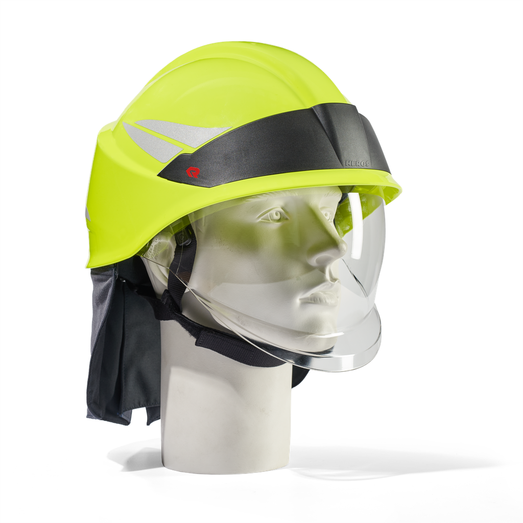 HEROS Smart high visibility luminous yellow with face shield, neck protector, helmet trims