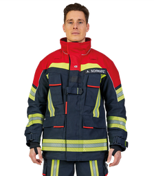 Protective jacket FIRE FLEX black blue/red, NOMEX® NXT, EN 469:2020