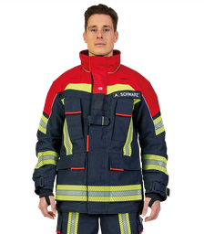 Protective jacket FIRE FLEX black blue/red, NOMEX® NXT, EN 469:2020